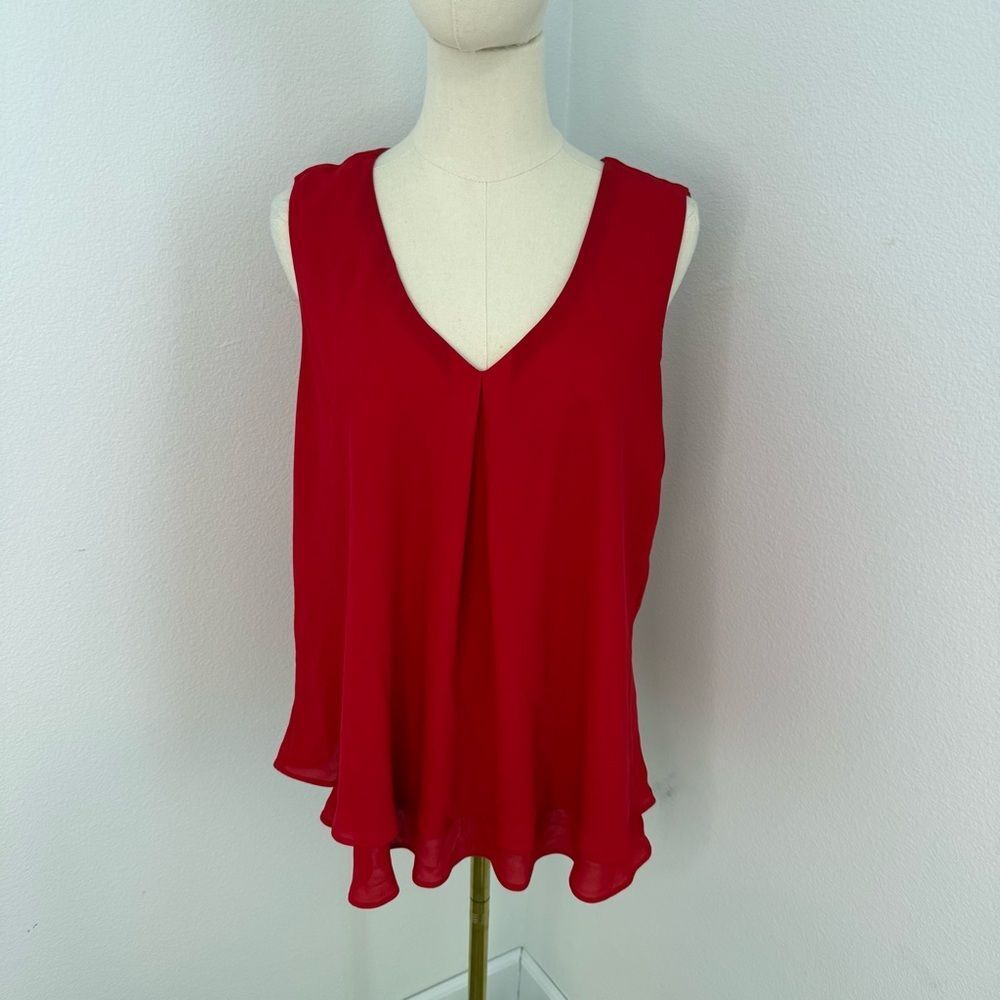 Frank Lyman Design Red V-Neck Sleeveless Flared Camisole - Size 12